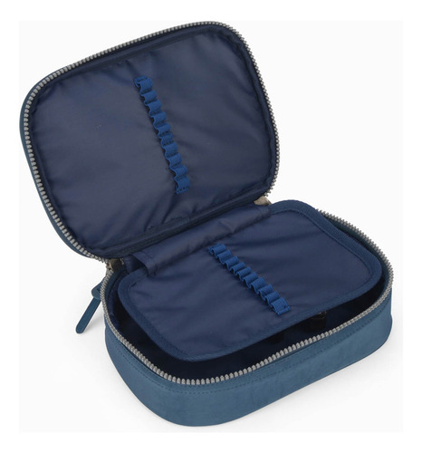 Estojo Escolar Juvenil Box Capacidade 100 Lápis 36 Elásticos Cor Azul-azul Liso