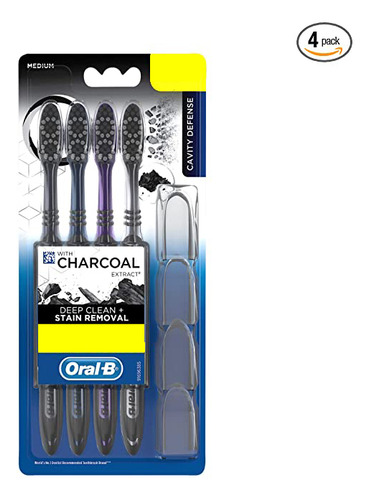 Cepillo Dientes Oral B Charcoal Deep Clean Medium 4 Cepillos