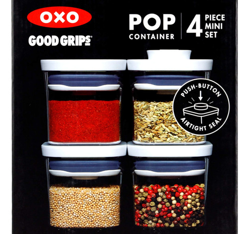 Kit 4 Potes Herméticos Porta Tempero Conjunto Oxo Cor Branco