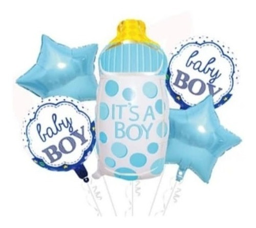 Globos Decoracion Baby Shower Niño Diseño Biberon 5pzs