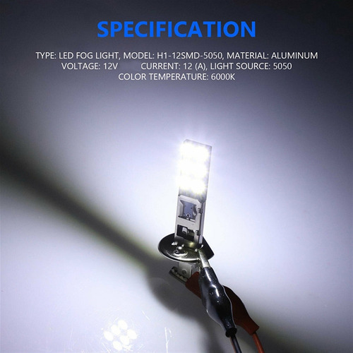 2 Unids H1 Led 12v 6000k Blanco 55w Led Lámpara De