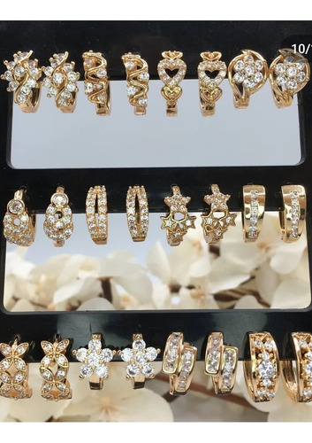 Argolla Zarcillo De Piedra Y Oro Chino