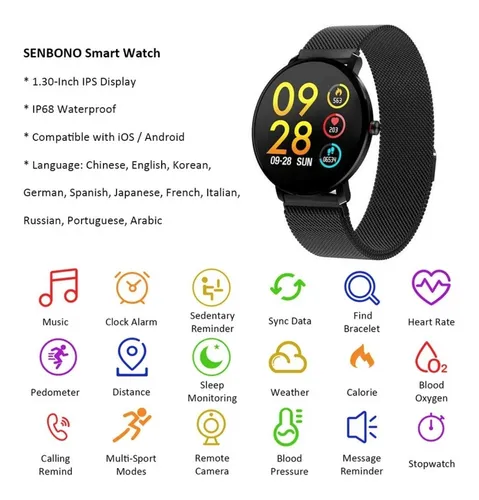 Reloj inteligente senbono k9 2025