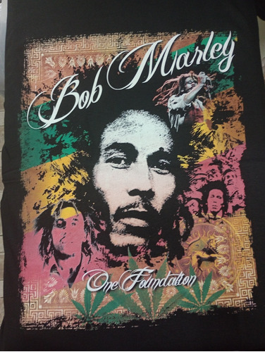 Remera-negra-one Foundation-bob Marley