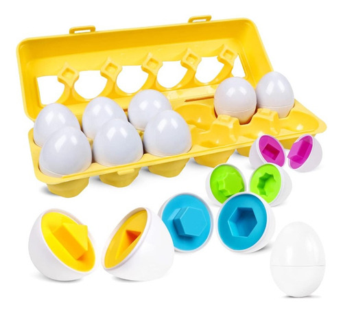 Set De Encastre Huevera Didáctica De Estimulación 12 Huevos Color Blanco