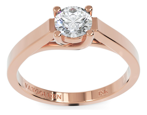 Anel De Noivado Solitário Ouro 18k Com Moissanite 50 Pontos