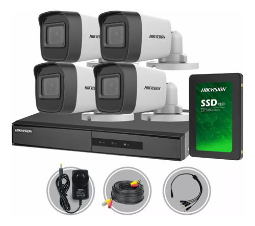 Kit Seguridad Dvr 8ch Hikvision+4 Camara 2mp Colorvu + Disco