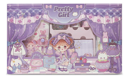 Set Kit Papelería Kawaii Washitape Sticker Libreta Notas :)