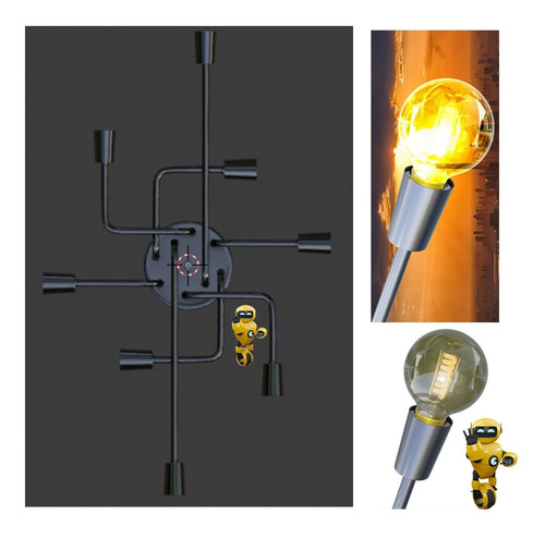 Imagem 5 de 10 de Pendente Plafon Tipo Aranha Para 8 Lampadas Padrão E27