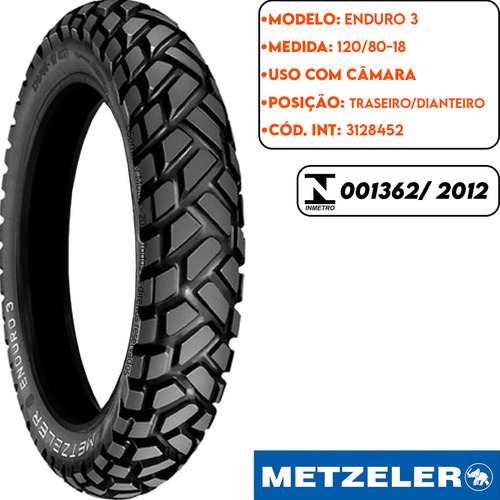 Pneu Dianteiro Classic 350 120-80-18 Enduro 3 Metzeler