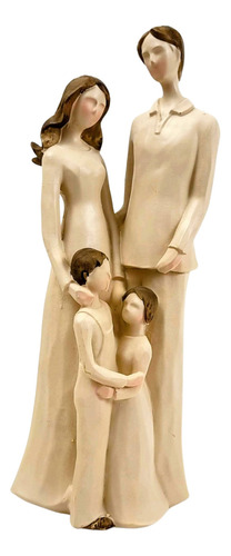Estátua Família Com Casal De Filhos 24x10x8cm Enfeite