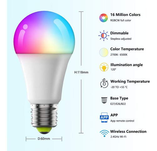 3 Led Wi-fi Multicolorido, 10 W | Luzes Rgb Shome-120/3 Core