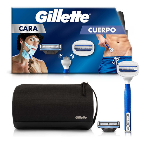 Kit Gillette Mach3 Rastrillo para el Afeitado Cara y Cuerpo más 1 Estuche