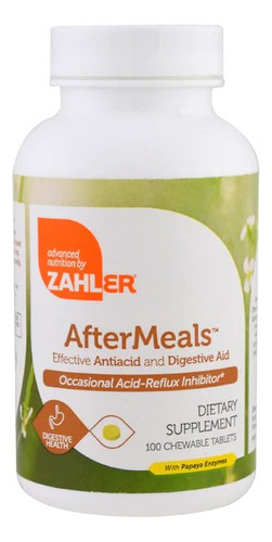Zahler Aftermeals Antiacido/ayuda Digestiva 100 Tabletas Sabor Con Enzima De Papaya