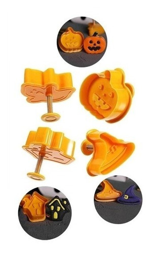Imagen 2 de 4 de Pack Set Molde Cortante Halloween X4 Galleta Cookie Expulsor