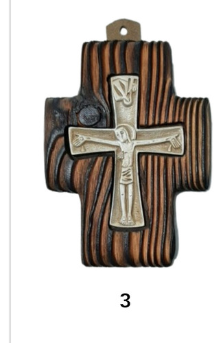Crucifijo Moderno - Cruz De Madera Quemada - 17 Cm -