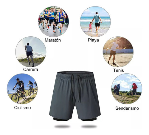 A Pantalones Cortos Deportivos 2 En 1 Para Correr Para