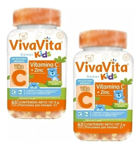 Vivavita Vita C + Zinc Niños X 2 Tarro - g a $5