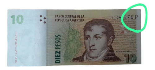 Billete De 10 Pesos Con Error Letra Margen Blanco