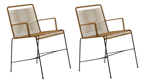 Silla Amsterdam Con Apoya Brazo X2 / Envío A Todo El Pais Marrón Yute