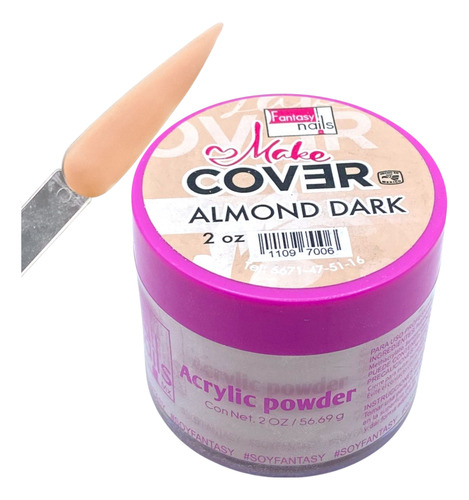 Fantasy Nails Acrílico Make Up 2oz, Para Uñas Escultural Almond Dark