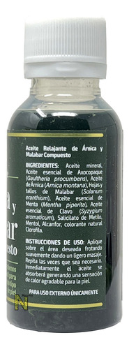 Aceite De Árnica Y Malabar Compuesto (60 Ml) Margarita Nat Fragancia Mentol