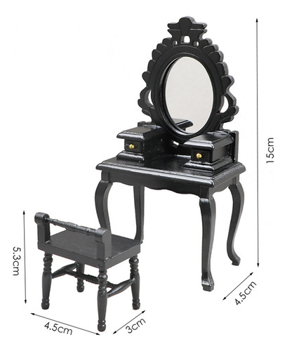 1:12 Mini Juego De Tocador Muebles De Juguete De Negro