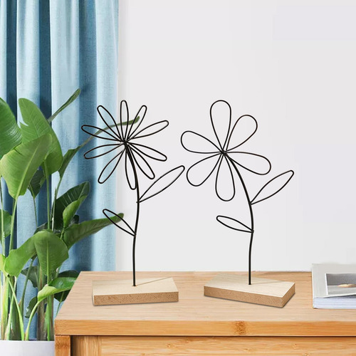 Elegante Juego De Esculturas De Flores De Hierro Para