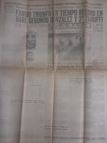 Diario La Razón Del 2 De Septiembre De 1951 , Fangio