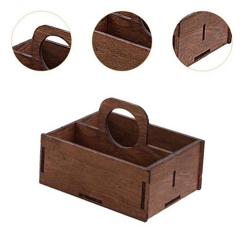 Organizador De Escritorio Wood Desktop Box 1 Capa Con Mango
