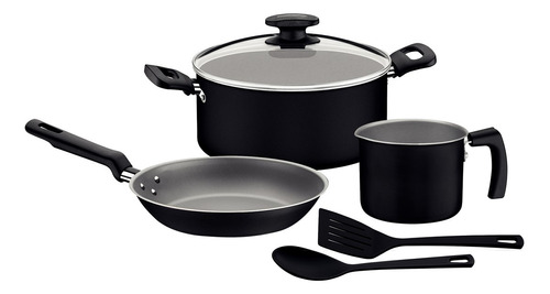 Batería De Cocina Tramontina Loreto 6 Piezas Color Negro