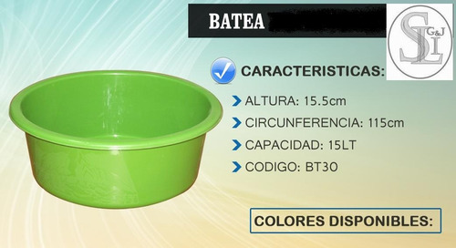 Batea De 10 Litros Para Canastas