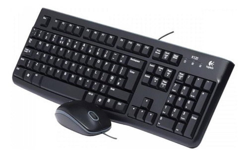 Kit Combo Teclado Mouse Wired Usb Logitech Mk120 Antiderrame