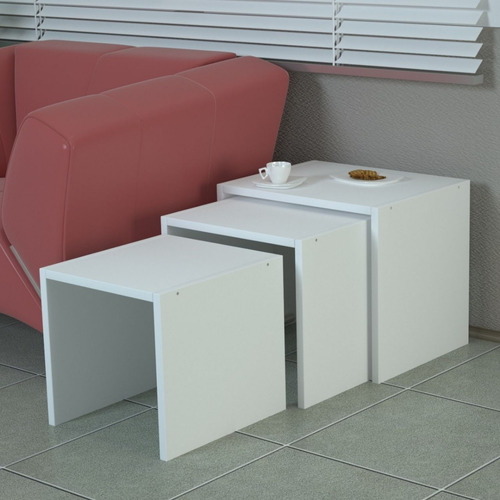 Imagen 4 de 6 de Mesa De Centro / Auxiliar 3x1 Ref Trio Lacado Poliuretano