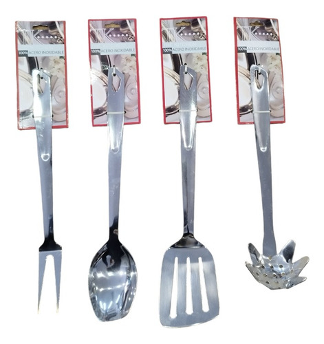 Juego De Espatulas Utensilios Cocina Acero Inoxidable X4