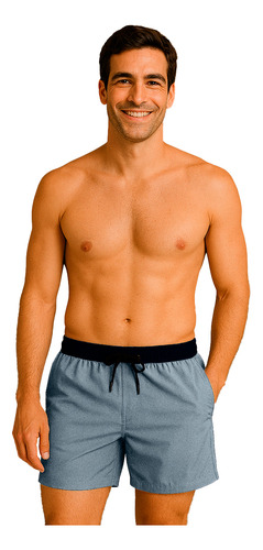 Traje De Baño Hombre Con Cordón Y Bolsillos Ideal Playa Gris Xl