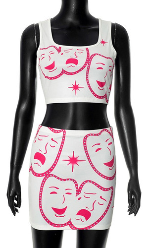 Conjunto De 2 Piezas De Camiseta Sin Mangas Con Falda Summer