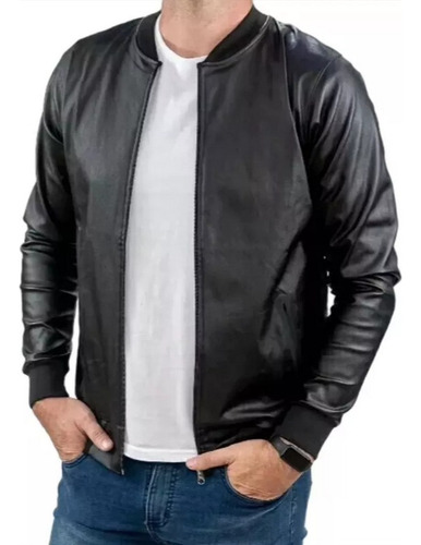 Campera Eco Cuero Importada Bomber Hombre