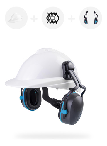 Casco Seguridad Blanco C/arnes+auditivo Y Gafas Regalo Libus