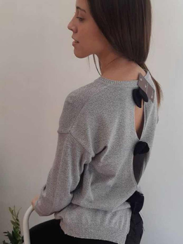 Sweater Moños En Espalda Mujer Otra Negro