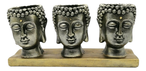 Cabezas De Buda Macetero Plateado 12cm De Altura Plateado