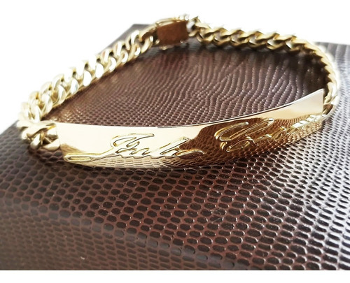 Pulseira Grumet Placa 15 Gramas 7mm Ouro 18k 750 Comprimento 21 Cm