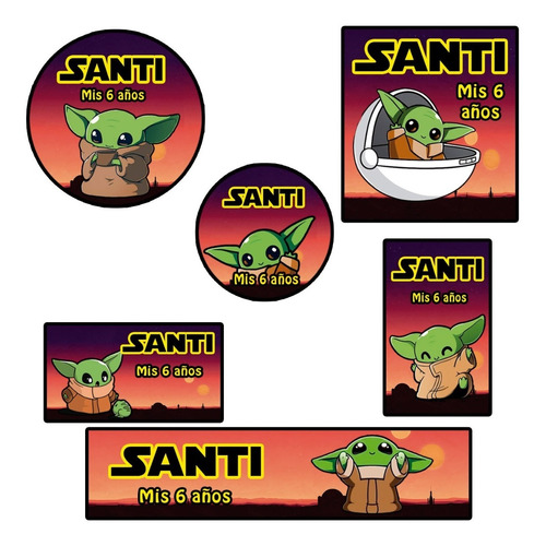Kit 180 Stickers Baby Yoda Star Wars Troquelado Candy Bar 
