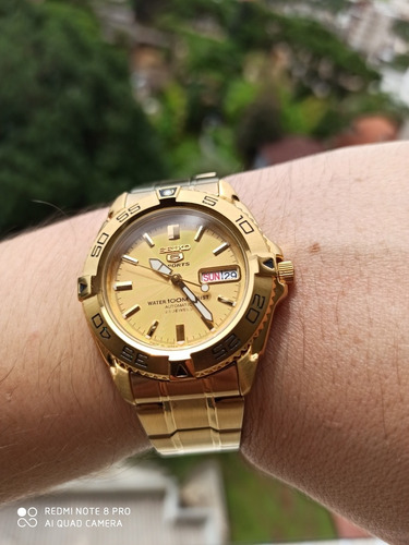 + Bonito Seiko 5 Sports 7s36-00y0 Dourado Feito No Japão
