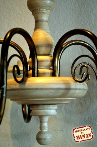 Imagem 3 de 5 de Lustre Torneado 5 Lâmpadas (cód. L-46)