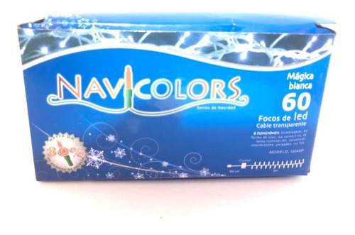 Serie Navideña 60 Led Luz Blanca 3 Metros 8 Funciones Luces Blanco