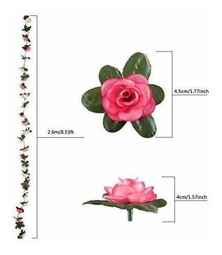 Guirnaldas De Flores Artificiales 6u. De 2.5m/ Rosadas