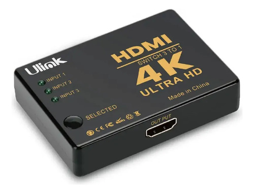 Switch Hdmi V1.4 Ulink De 3 Puertos 4k 30hz Ul-vs4k3