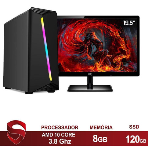 Imagem 1 de 4 de Pc Gamer Amd A8 8gb Ssd 120gb Skill Monitor 19.5 Casual