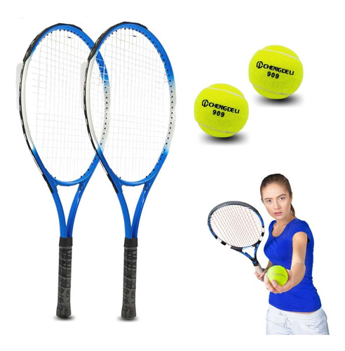 Set Tenis 2 Raquetas + 2 Pelotas + 2 Bolsos De Traslado